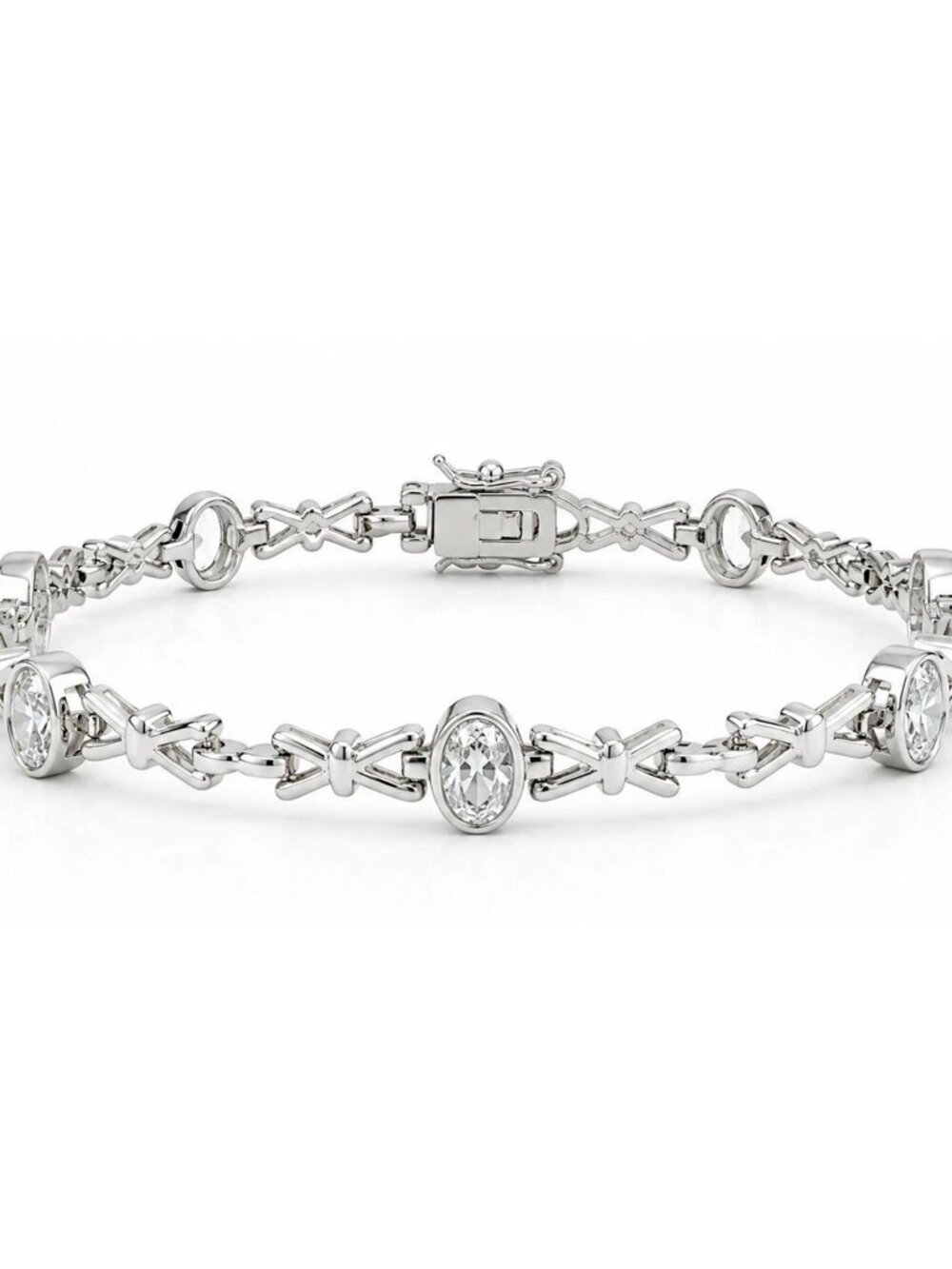 Created 6.30 Cts W/Sapphire Bracelet Solid .925 Silver